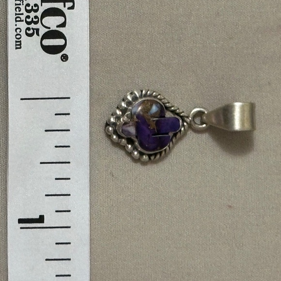 925 Sterling Silver Purple Copper Turquoise Cactus Pendant NO chain included - Picture 10 of 12